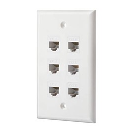 IBL - Cat6 Keystone Ethernet Wall Plate Female to Female - White (6 Port Cat6)