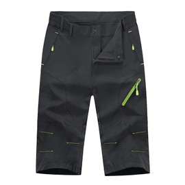 Men's 3/4 Length Pants, Cycle Pants, Stretch, Shorts, Breathable, Quick Drying, Ultra Lightweight, Trekking Pants, Thin, Outdoor, Sports Wear, Dark Gray Improved Version