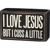 Primitives by Kathy Box Sign-Cuss A Little, 4x2.5 inches, Black,