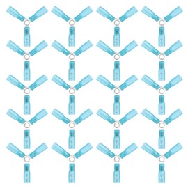 Linkstyle 20pcs 16-14 Gauge AWG 3 Way Wire Connector, Crimp Y Ring Butt Connector, Heavy Duty Heat Shrink Butt Terminals Blue