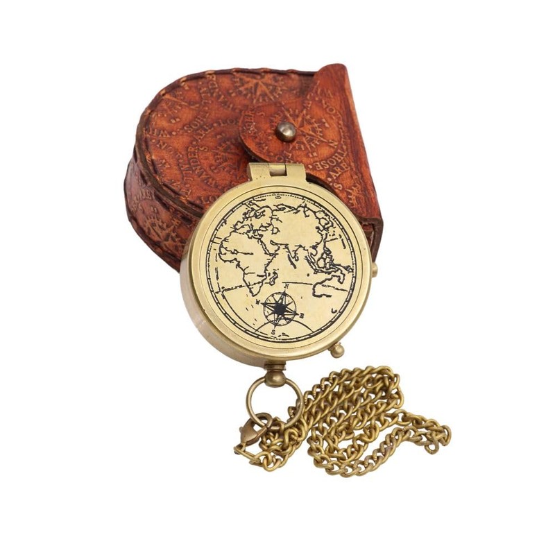 The world is a book.. Quote Solid Brass Compass With