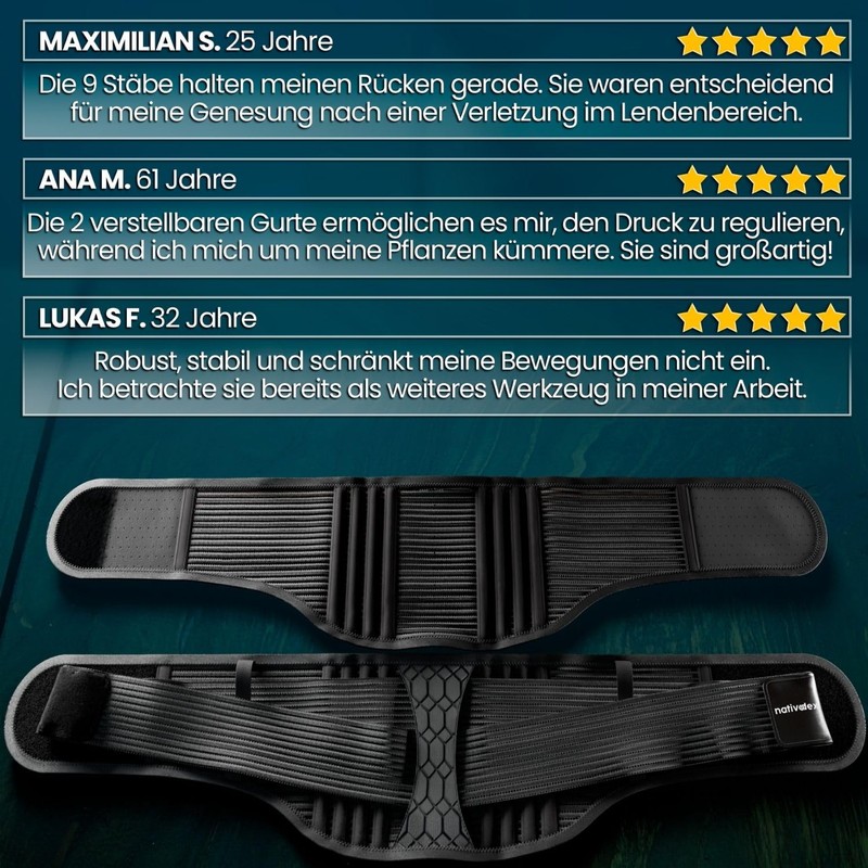 NativoDex Back Support Belt - Back Strap for Stabilising the