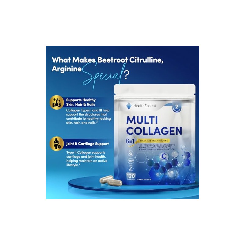 HealthEssent Multi Collagen Supplements 1650mg 6-in-1 for Women & Men