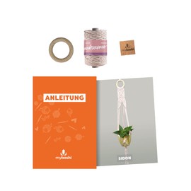 myboshi Sidon Macrame Hanging Basket Set, Including Macrame Cord, Wooden Ring and Instructions, 4 mm Braided, Made in Germany, 100% Cotton Nude with Instructions (English language not guaranteed)