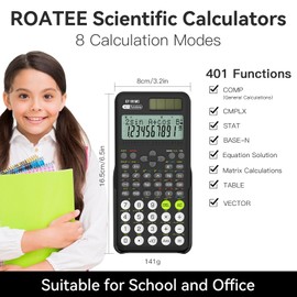 Scientific Calculator for Students, ROATEE 2 Line Display Scientific Calculator with 401 Functions, Desktop Maths Calculator for School, Black