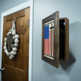 American Flag Hidden Gun Storage Cabinet - Stand For The Flag, Kneel For The Cross Concealed Gun Storage by Bellewood Designs