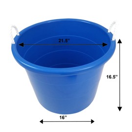 Homz Plastic Utility Tub with Rope Handles, 17 Gallon, Cobalt Blue, Set of 2