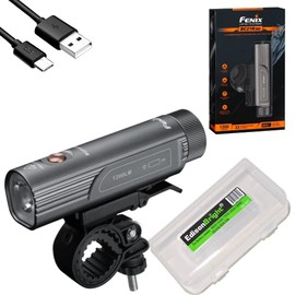 Fenix BC21R V3 1200 lumen LED USB rechargeable light weight bike bicycle light, rechargeable battery with EdisonBright battery carrying case bundle