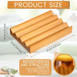 Singhoow 4 Pack Pine Soap Dish Wooden Soap Saver Holder for Bar Shower Bathtub Self Draining Tray Bathroom Kitchen Sink Mother's Day Wedding Accessories Gift 4.72 x 3.15 Inch