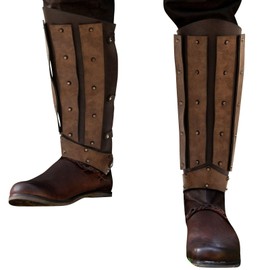 Medieval Faux Leather Leg Gaiters,Vintage Middle Ages Knight Leg Armor,Medieval Viking Knight Leather Leg Armor,Cosplay Costume for Men Women LARP Men's Armor,Mercenary Leg Guards for LARP