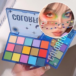15 Colour Eyeshadow Palette, Matte Rainbow Colorful Eye Shadow Red Green Yellow Blue Shimmering Make up Palettes Highly Pigmented Long Lasting Waterproof, Gifts for Women Christmas for Party Festival