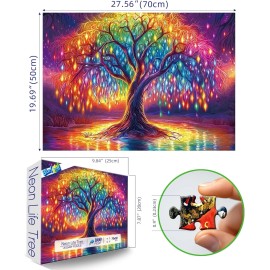 Blueforest 1000 Piece Puzzles 27.5" X 19.7", Colour-1000 Piece-neon Life Tree
