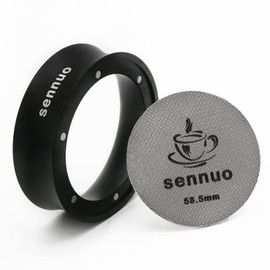 Coffee Dosing Ring 58 mm & 58.5 mm Puck Screen, Aluminium Metal Espresso Funnel, Accurate Filling of Coffee Powder with Reusable 1.7 mm Thickness 150 μm Espresso Puck Screen 316L for 58 mm Portafilter
