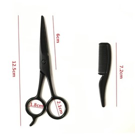 3pcs Stainless Steel Beard Trimming Scissors Set Precision Scissors with Apricot Leather Case Small Comb for Home Barber Shops and DIY Grooming