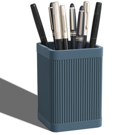 HighHerz Aesthetic Pen Holder For Desk, Modern Silicone Pencil Holder, Stylish Office Desk Decor, Made of 5 mm Thickened Premium Silicone, Office Desk Organizer And Accessories (Dark Blue)