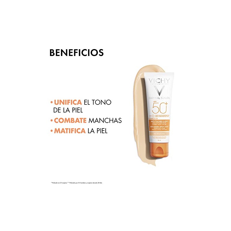 VICHY Protector Solar Facial Anti-manchas 3en1 Toque Seco con Color