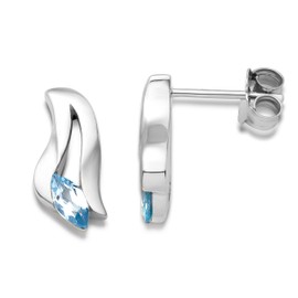 Miore MSAE001E Women's 925 Sterling Silver Blue Topaz Zirconia Stud Earrings
