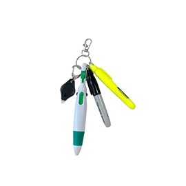 Badge Reel Accessory 4 Color Pen with Choice of Highlighter, Sharpie and LED Light - Attach to Your Badge Holder, Backpack, etc