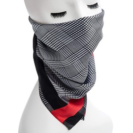 NaSoPerfect 27 inch Silk Feeling Scarf Square Satin Head Scarf Fashion Grid Neck Scarfs for Women Red