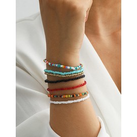 Jumwrit Colorful Beaded Bracelets for Women Bohemian Stackable Stretch Bracelets