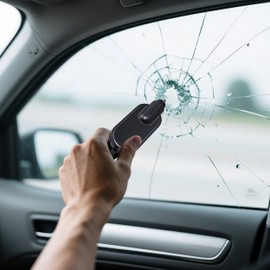 Amooca Emergency Escape Tool 2-Pack Window Breaker & Seatbelt Cutter 2-in-1 Portable Car Safety Hammer for Home & Vehicle Glass Break Black