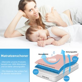 mafudoxi Waterproof Mattress Protector 180 x 200 cm Fitted Sheet, Breathable Mattress Topper Bed Sheet, High-Quality Fitted Sheets, Incontinence Underlay, Washable at 60°C, Pink