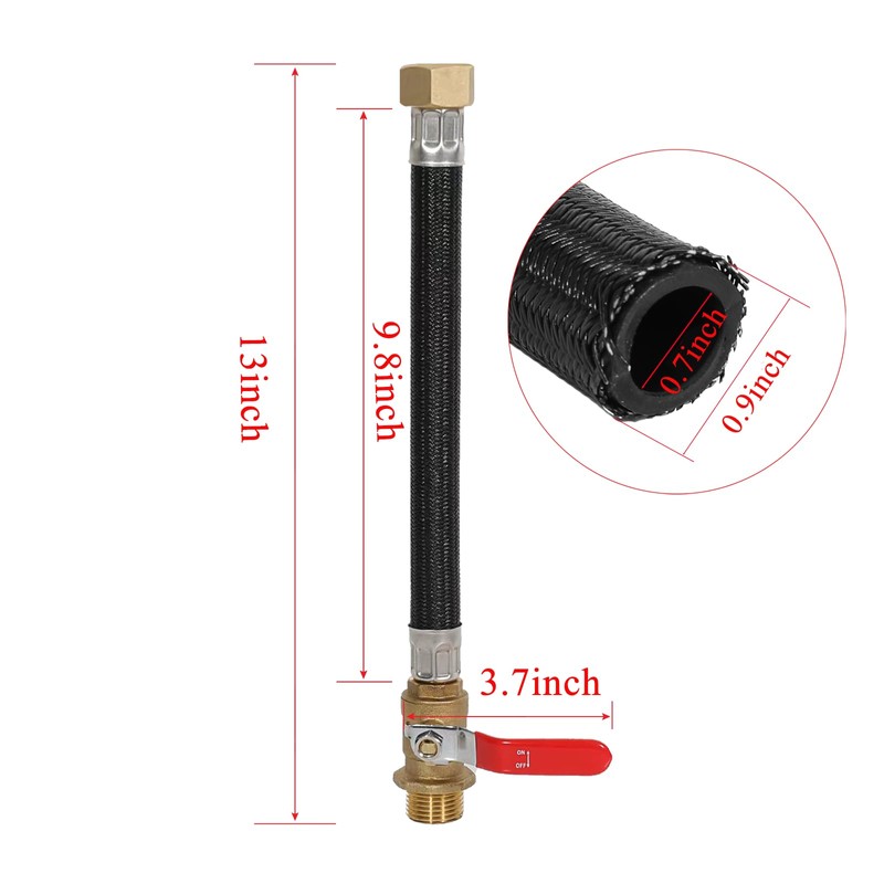 Garden Hose Extension Adapter Short Fitting with Valve,3/4" GHT Solid