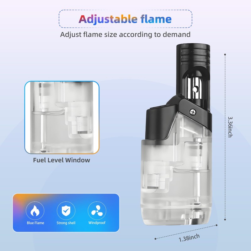 Torch Lighter, 2 Pack Mini Butane Refillable Jet Flame Torch