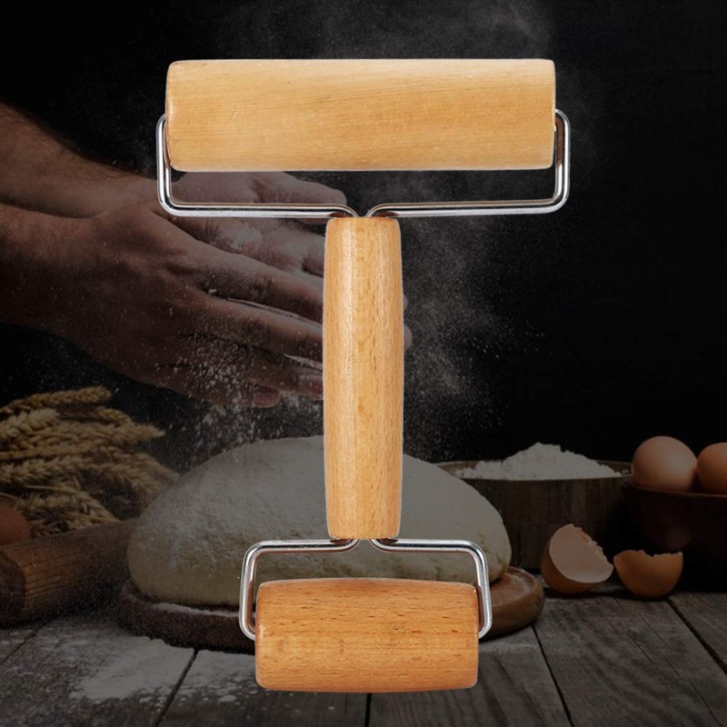 Watris Veiyi Small Rolling Pin, Wooden Dough Roller, Non-Stick Pizza