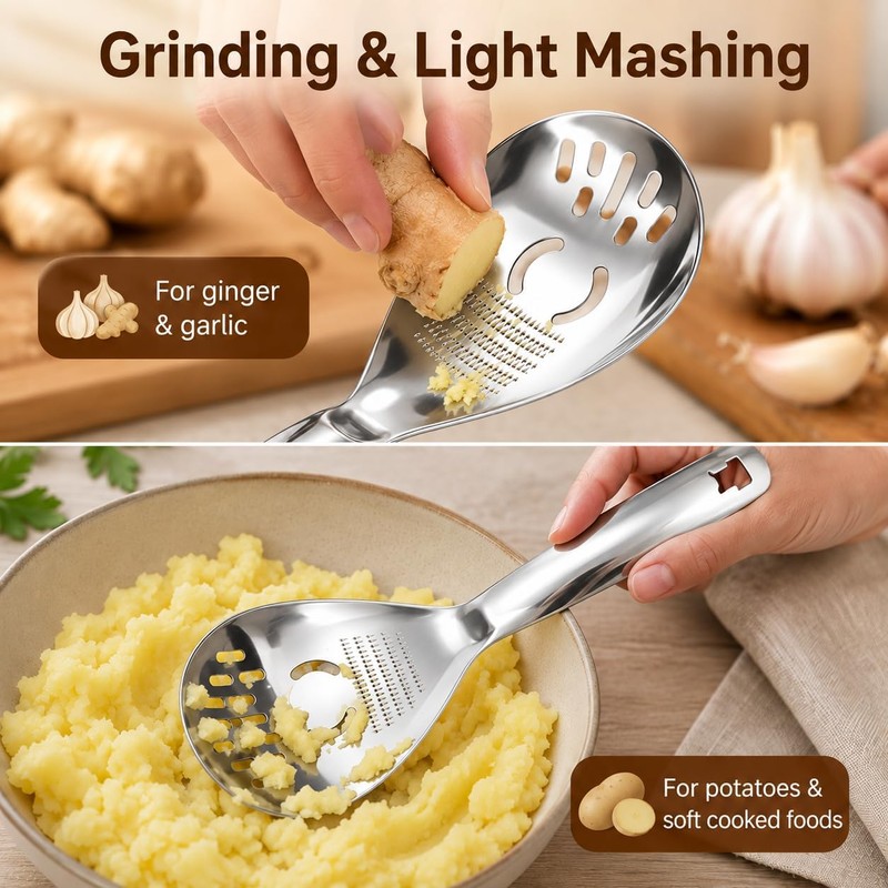 Slotted Draining Spoon, 5 in 1 Multifunctional 316 Stainless Steel
