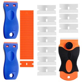 3 pcs Plastic Razor Blade Scrapers with 110 Blades, BOSOIRSOU Gasket Labels Decal Sticker Remover Scraper Tool Window Tint Vinyl Scraper Glue Remover