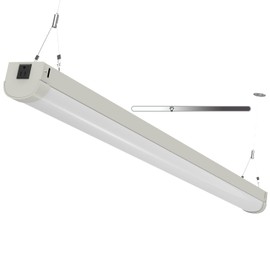 4FT Linkable Plug LED Linear Strip 80W Stairwell Light Fixture, 8800lm, 5000K, IP20 SCR Dimmable 4 Foot Commercial Grade Indoor LED Work Shop Ceiling Light Fixture with Power Cord for Workbench, FCC