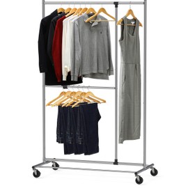 SimpleHouseware Dual Bar Adjustable Garment Rack, Chrome, 72-inch Height