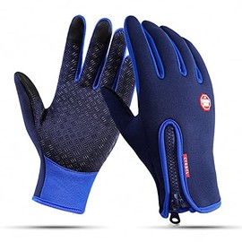 Outdoor Winter Touchscreen Warm Gloves, Water Resistant Windproof Anti-Slip Sports Gloves for Cycling Driving Running Hiking Climbing Skiing Sports, Adjustable Size for Men＆Women (Medium, Blue)