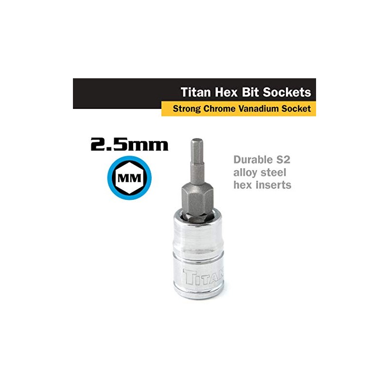 Titan 15600 1/4-Inch Drive x 2.5mm Hex Bit Socket