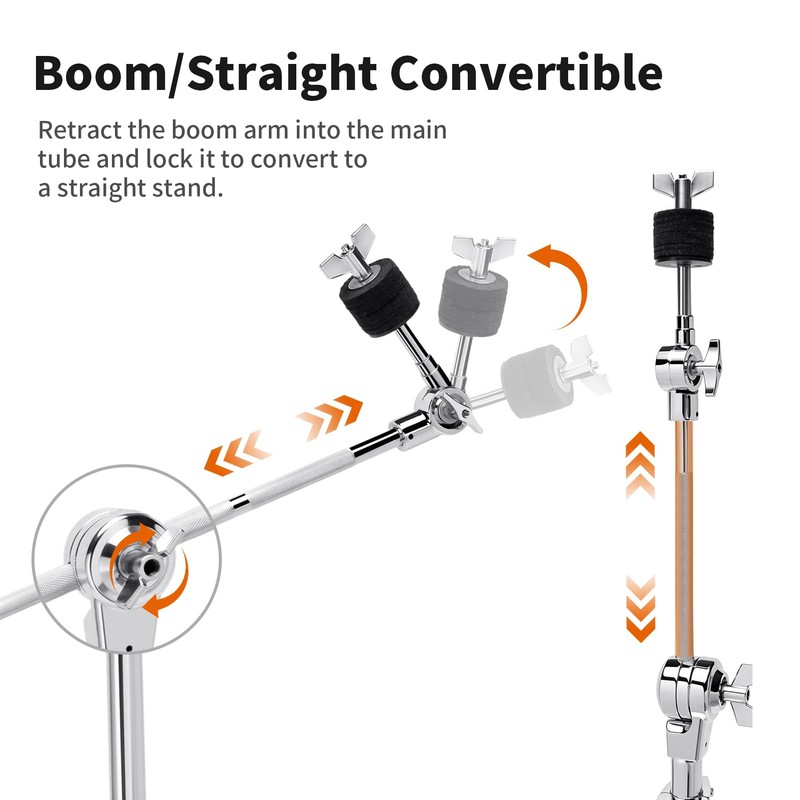 Seteol Heavy Duty Boom Cymbal Stand, 2-in-1 Convertible Boom/Straight Stand,