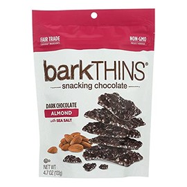 barkTHINS Snacking Chocolate Dark Chocolate Almond with Sea Salt 4.70 Ounces (Case of 12)