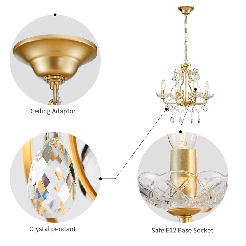 WUZUPS Crystal Candle Chandelier Pendant Flushmount Ceiling Light Modern Lighting