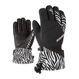 Ziener Children's Agil As(r) Ski Gloves, Winter Sports, Waterproof, Breathable, Black.wild Zebra Print, 3.5
