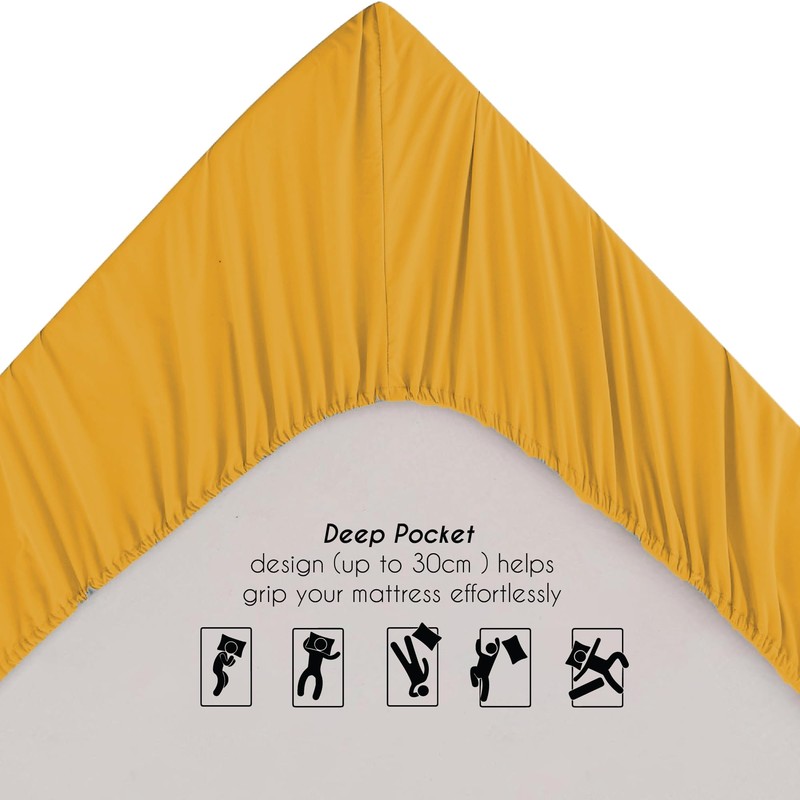 EV Dekor®MF123 Fitted Sheet Single, Ochre Yellow - Deep Pocket