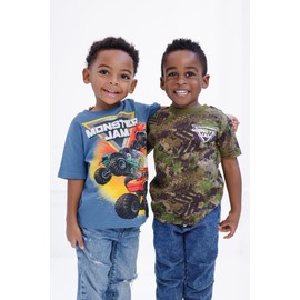 Monster Jam Grave Digger El Toro Loco Monster Mutt Dalmatian Little Boys 3 Pack T-Shirts Camo Black/Green Gray 6