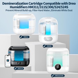 Gazeer 4-Pack Humidifier Demineralization Cartridge Compatible with Dreo Humidifiers HM306,HM311/311S,HM524/524S,HM409S,Prevents Hard Water Build-Up | Filters Mineral Deposits | Eliminate White Dust