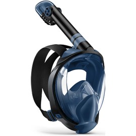 Full Face Snorkel Mask, Snorkeling Gear for Adults Diving Mask Anti Fog Premium Innovative Safety Dry Top System, 180 Panoramic Foldable Anti Leak Swimming Mask with Detachable Camera Mount