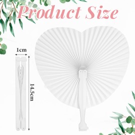 50 Abanicos Plegables de Mano Abanico de Papel Blanco Abanico Plegable en Forma de Corazón con Etiquetas y Bolsas de Regalo para Bodas Celebraciones Cumpleaños Fiestas Recuerdos Suministros