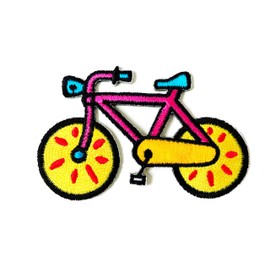 TH Cute Bicycle Yellow Wheel Cute Cartoon Embroidered Applique Sew Iron on Patch for Hat Jackets Bags Jeans T-Shirt Backpacks Costume