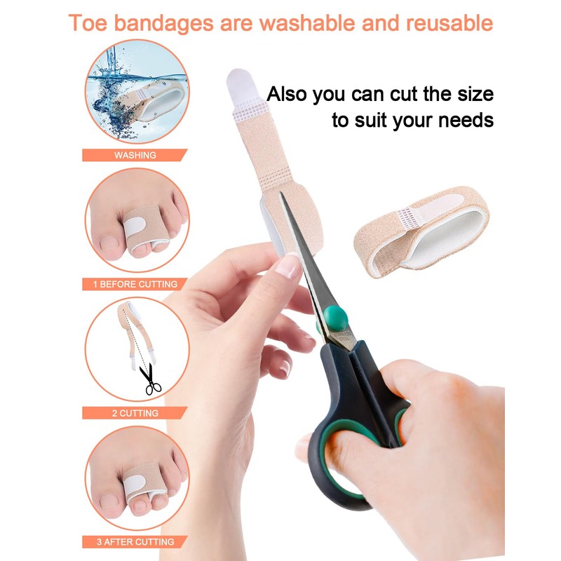 12 Pack Fabric Hammer Toe Corrector Straightener, Reusable Broken Toe