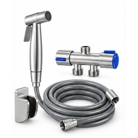 Handheld Bidet Sprayer for Toilet - Stainless Steel Spray Gun with Adjustable Pressure, Hose and Wall Mount