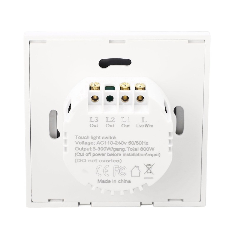 2 Gang Wall Switch with Indicator Tempered Glass Panel Touch