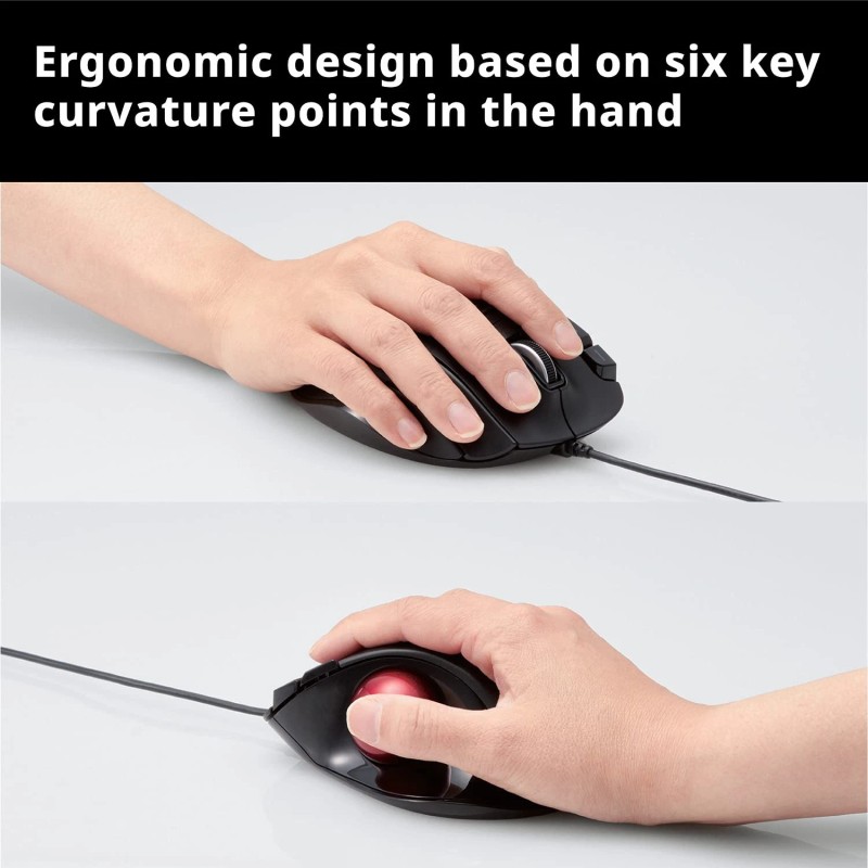 ELECOM Ergonomic Wired Trackball Mouse with Optical Precision for Superior