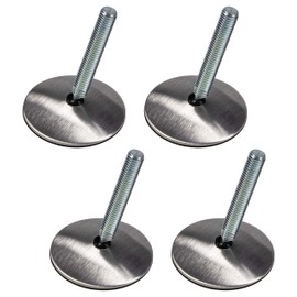 Gedotec Adjusting Screw M10 x 60 mm Adjustment Screw Heavy Duty Adjusting Screws for Table Legs and Furniture Feet, Matte Stainless Steel, Furniture Adjustment Feet, Made in Germany, Pack of 4,